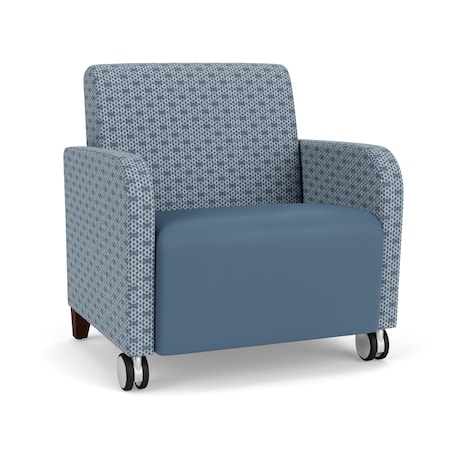 Lesro Siena Wide Guest Chair w/ FrontCasters, Walnut Legs, RS RainSong Back, MD Titan Seat, RS RainSong Panels SN1201